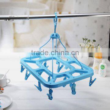 plastic square baby clothing hangers drying with 16 clips hanger