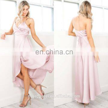 Latest formal dress patterns side split women party dress