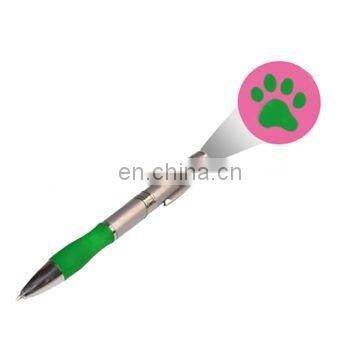 light up ball point pen-rubber grip-projector-aluminum-multicolor-twist on