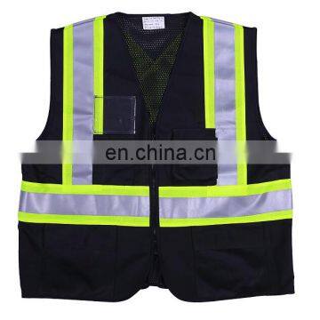 Promotional Polyester Safety Black Reflection Vests For man