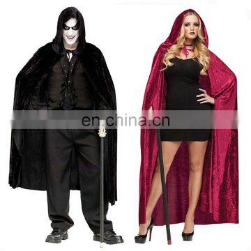 68" Velvet Hooded Cape Cloak Halloween Fancy Dress Costume