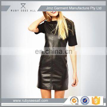 cheap fancy leather dresses/sexy faux leather dress/sexy black leather dress