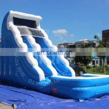 Outdoor inflatable blue wave water slide inflatable slide for sale