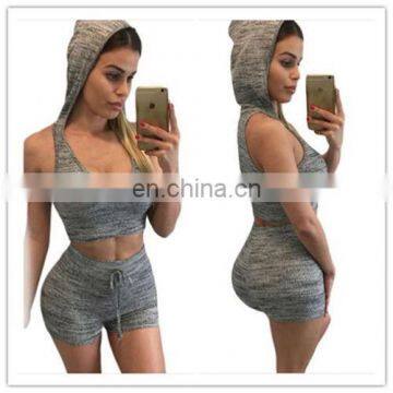 running wear sports yoga fitness crop top hoodies gym plain sweat shorts