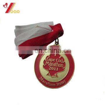 Cheap wholesale custom marathon running sport metal medal with ribbon