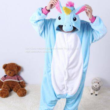 Children Unicorn Cartoon Flannel Conjoined Polyester Pajamas