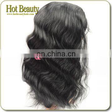 Body wave 100% human hair jet black Brazilian hair lace front wig