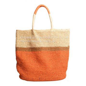 Paper Striped Straw Beach Bag