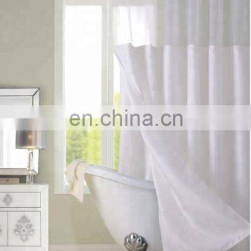 China Suppliers Luxury Hotel Hookless Shower Curtains Snap With Grommets Detachable Liner in White Gray Fabric photo-4