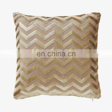 Decorative Square Faux Suede Gold Weave Sequin Pillow