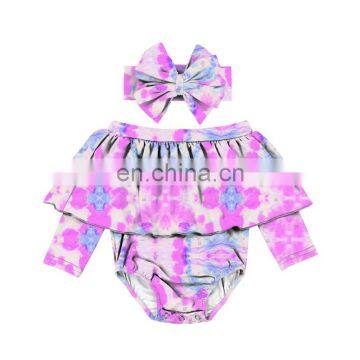 Off The Shoulder Tie Dye Romper Toddler Outfit Girl photo-4