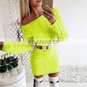 2020 New arrival Mid-length reflective fluorescent twist waist strapless sweater dress