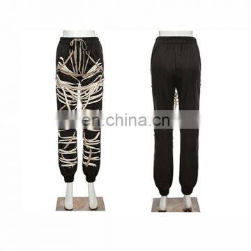 2020 Unisex New Design Messy Rope Trousers Jogger High-waist Drawstring Casual Sweat Pants