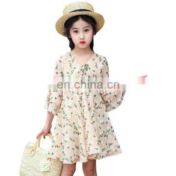 teens girls fashion floral long sleeve dress summer 2020 kids baby cute casual princess A-line chiffon dresses