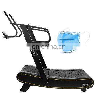 non-motorized curved self-generating manual treadmill running  machine commercial exercise running machine