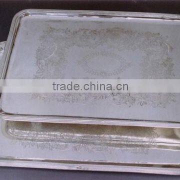 Silver Rectangular Oval Serving Tray photo-5