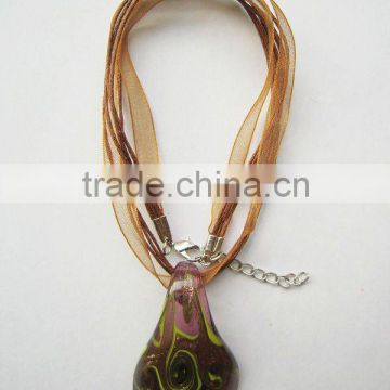 Low price Lampwork Glass Pendant Necklace Lampwork glass Necklace mini glass bottle pendant with wax cord