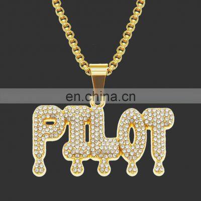 Custom Brass Hip Hop Cubic Zircon Letters Cursive Initial Pendant Necklaces For Women Iced Out Alphabet Letter Necklace Chain