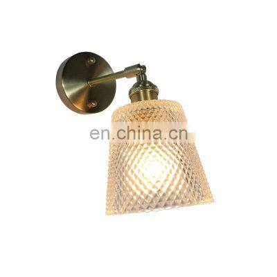 Simple retro Japanese brass wall lamp with glass for decoration