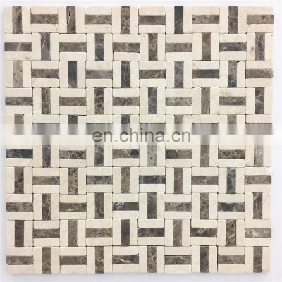 5mm Thickness Natural Stone Mosaic  Marble Target Pinwheel Mosaic Tile Dark Dots Polished Bathroom Kitchen Wall Floor Tile