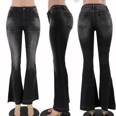 Low-rise Skinny Women's Flared Jeans Medium Wash Spot Women's Jeans photo-3
