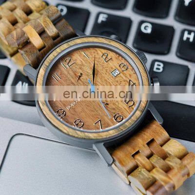 BOBO BIRD Men Chronograph Watch Luxury Wooden Watches Date Dislaly OEM Customize Logo With Woo Box Dropshipping