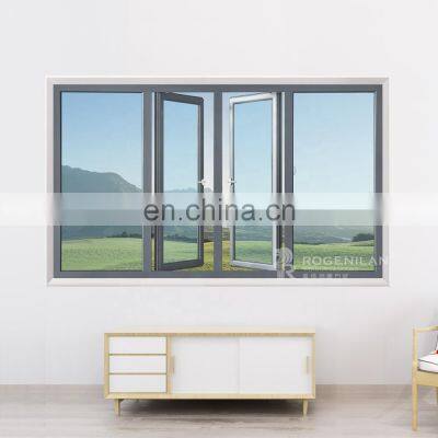 Modern aluminum frame swing double leaf window for garden