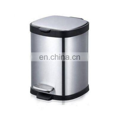 Household stainless steel pedal bin 6L 12L 20L 30L powder coating trash can Indoor square soft closing dustbin