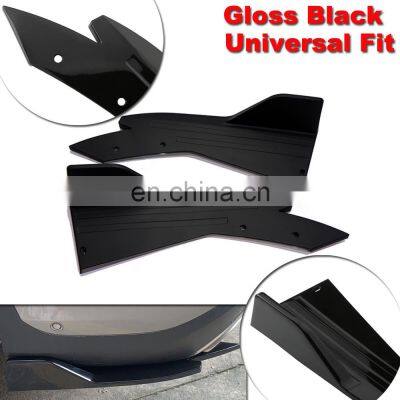 AOSU 2pcs Universal Gloss Black Car Rear Bumper Lip Spoiler Canards Fins Anti-crash Diffuser Lip Wrap Angle Splitter