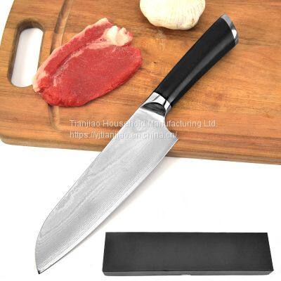 7 Inch VG10 Damascus Steel Santoku Knife With G10 Wood Handle Japanese Damascus Kitchen Chef Knives photo-5