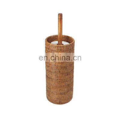 Hand Woven Rattan Toilet 3 Rolls Stand, Honey Brown Woven Natural Paper Holder Vietnam Cheap Wholesale photo-2