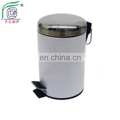 Stainless Steel Manufactures Round Metal Waste Trash Can Hotel Garbage Can Foot Pedal Bin
