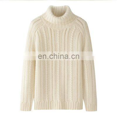 Wholesale 100% Solid Pattern Custom Thicken 5GG Turtleneck Inner Mongolia Knitwear Casual Winter Sweater made Cashmere Front