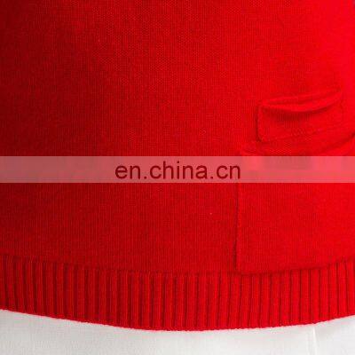 Bulk Wholesale New Designs Pullover For Ladies Sweater Red Color Crew Neck Woolen Sweater