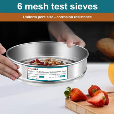 304 Edelstahl-Sieb für Laboratorium, 40 Mesh 0,45 mm, 18 Mesh 1 mm, 6 Mesh 3,5 mm Porengröße Prüfsieb, 7,9 Zoll (20 cm) photo-6