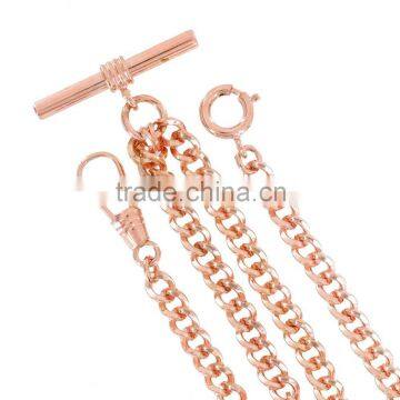 Mens Rose Gold Tone Double Watch Chain for Wholesale