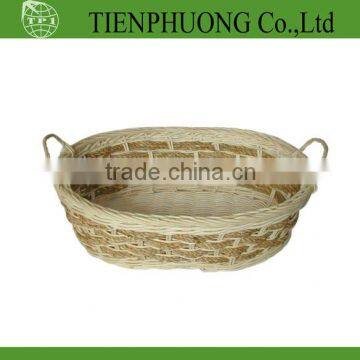 oval rattan basket with handle