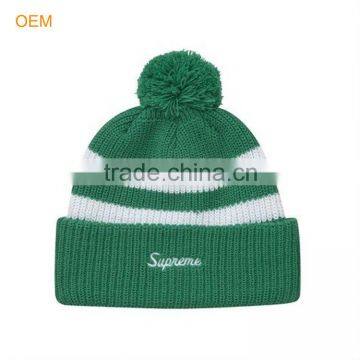 custom embroidery acrylic pom beanie hat