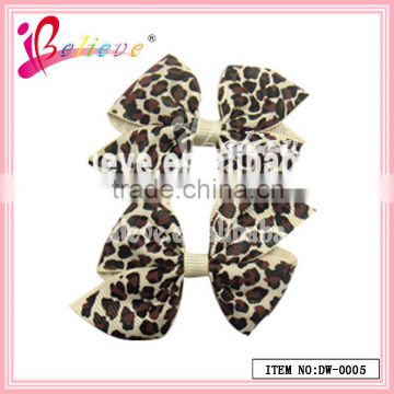 Russian federation hot sale good quality handmade grosgrain animal pattern ribbon bow hairgrips (DW-0005)