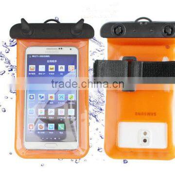 Hot ! Eco-friendly pvc double use mobile phone waterproof bag with armband