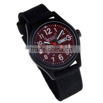 Men's Military Red Dial Black Fabric Strap Date Sport Army Watch MR054 photo-4