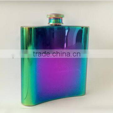 Hip Flask Stainless Steel Flasks Rainbow Iridescent Gold Flask