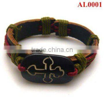 2012 Newest Leather bracelet with cords and DIY square shape AL0001