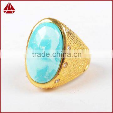 Fashion spring natural turquoise gemstone ring