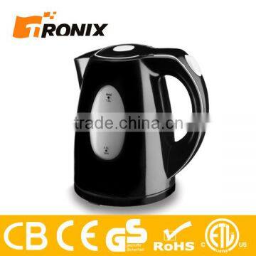 CE GS ROHS AND UL APPROVED 1.5L BLACK PLASTIC ELECTRIC CORDLESS KETTLE