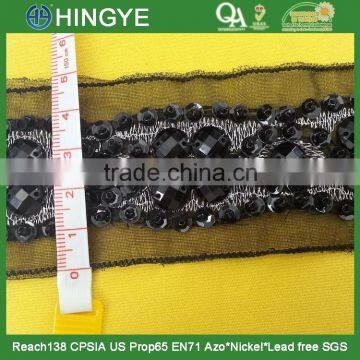 wholesale black acrylic stone handmade beaded trimming M102