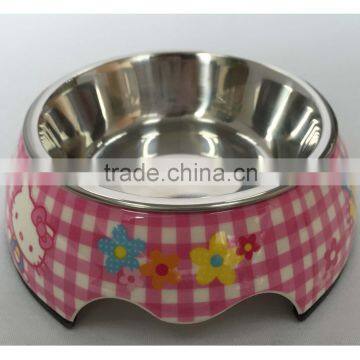 Sweet plaid melamine cat feeding bowl