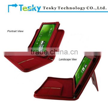 Red color for acer Iconia tab a500 10.1 tablet zipper stand leather case cover