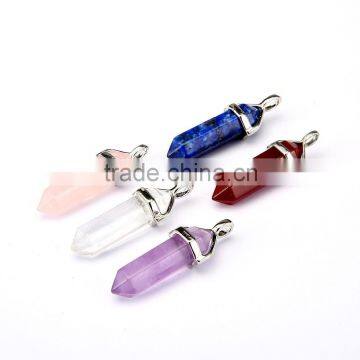 Beautiful 5pcs Mixed material Silver Plated Healing Point Gemstone Pendant (Chain is not Included)