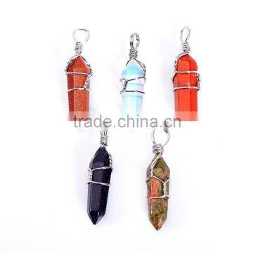 Beautiful 5 pcs Mix Material Handmade Wirewrap Pendant Charm Necklace Wholesale